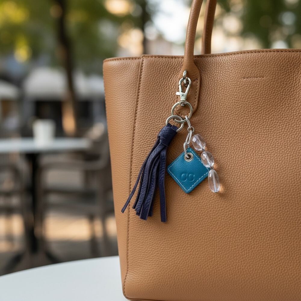3/$25 - Blue Tassel Purse Charm Beaded Keychain Bag Accessory